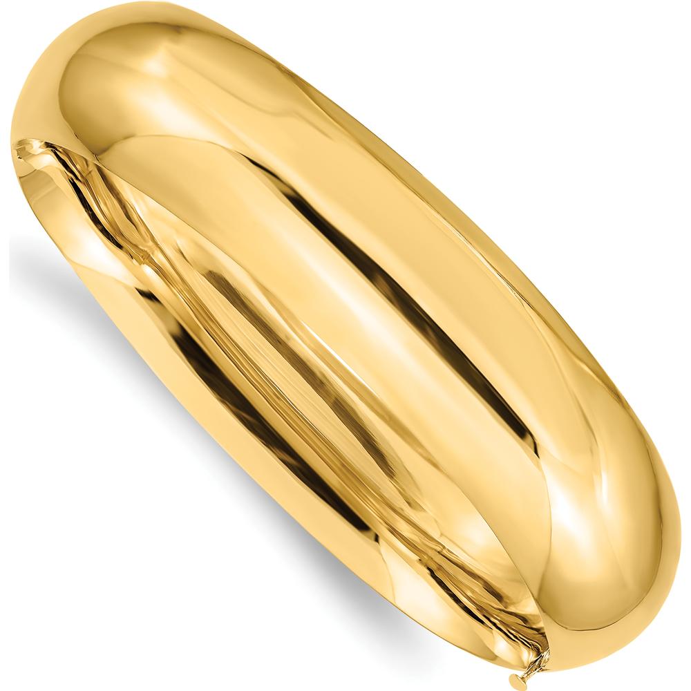 14K Yellow Gold Oversized High Polished Hinged Oval Bangle Bracelet - 17mm Width by Oro Pregiato