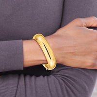 14K Yellow Gold Oversized High Polished Hinged Oval Bangle Bracelet - 17mm Width by Oro Pregiato