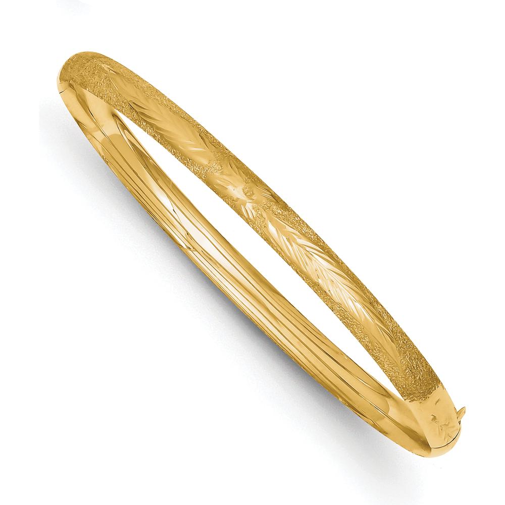 14K Yellow Gold Oversized Laser-Cut Hinged Bangle Bracelet - 5mm Width by Oro Pregiato