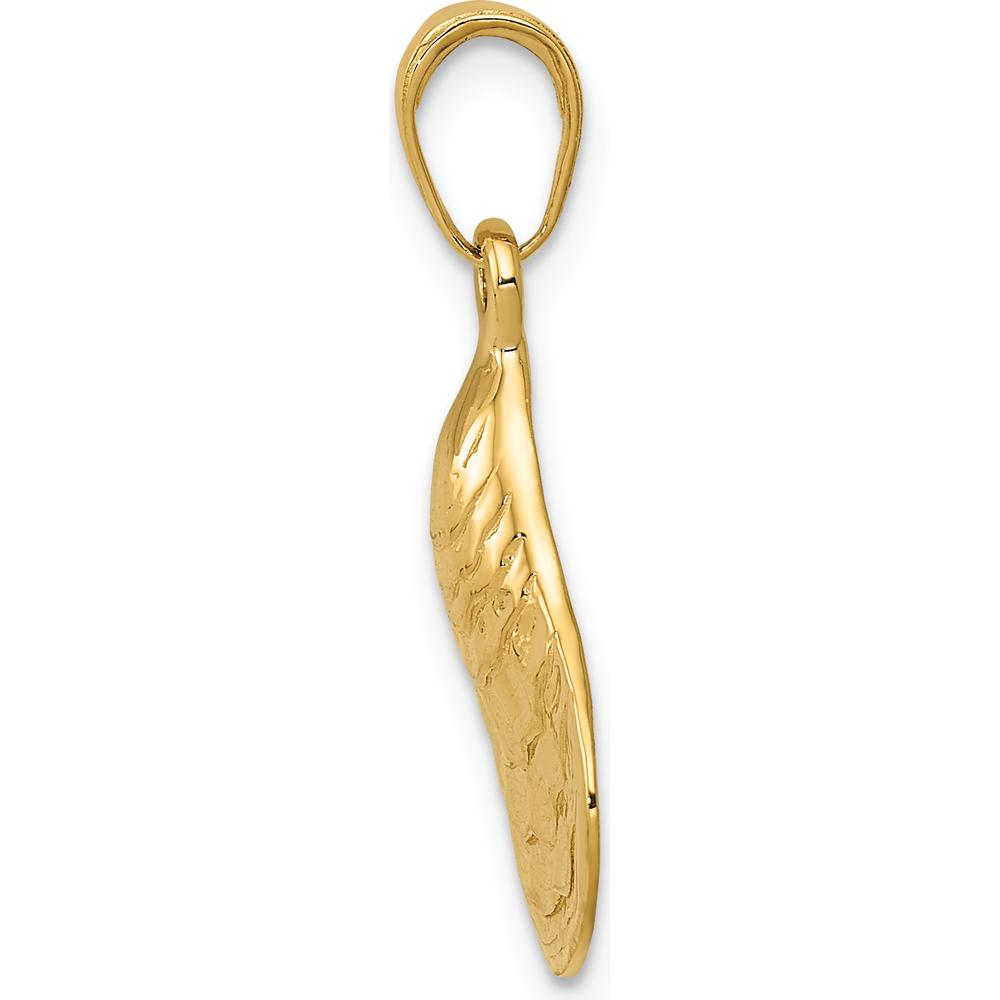 14K Yellow Gold Oyster Shell Pendant with Textured Finish - 24mm Length by Oro Pregiato