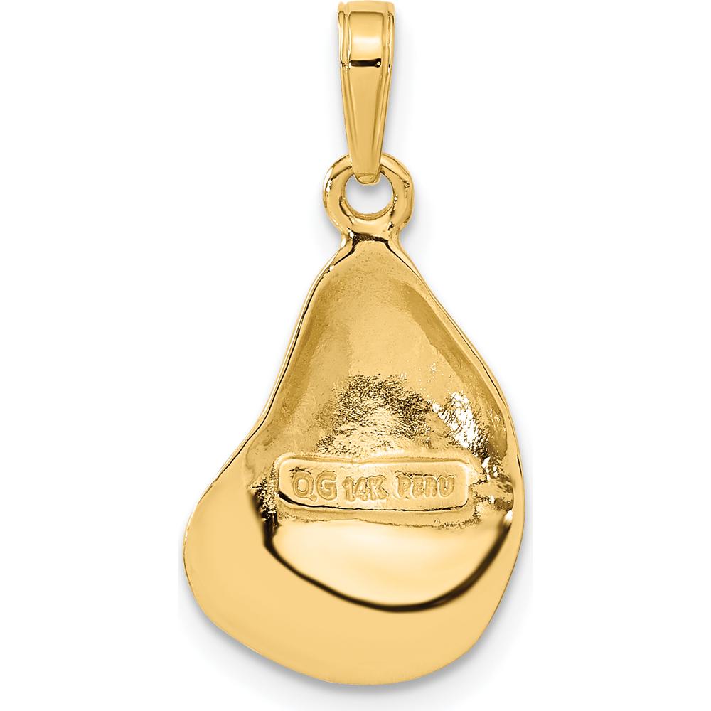 14K Yellow Gold Oyster Shell Pendant with Textured Finish - 24mm Length by Oro Pregiato