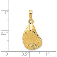 14K Yellow Gold Oyster Shell Pendant with Textured Finish - 24mm Length by Oro Pregiato