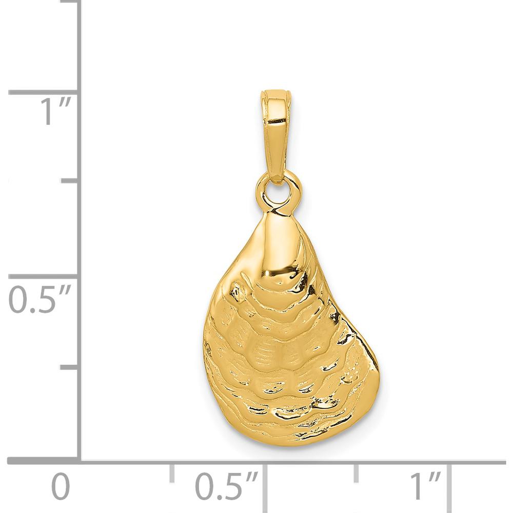 14K Yellow Gold Oyster Shell Pendant with Textured Finish - 24mm Length by Oro Pregiato
