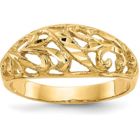 14K Yellow Gold Paisley Diamond-Cut Domed Fashion Ring by Oro Pregiato