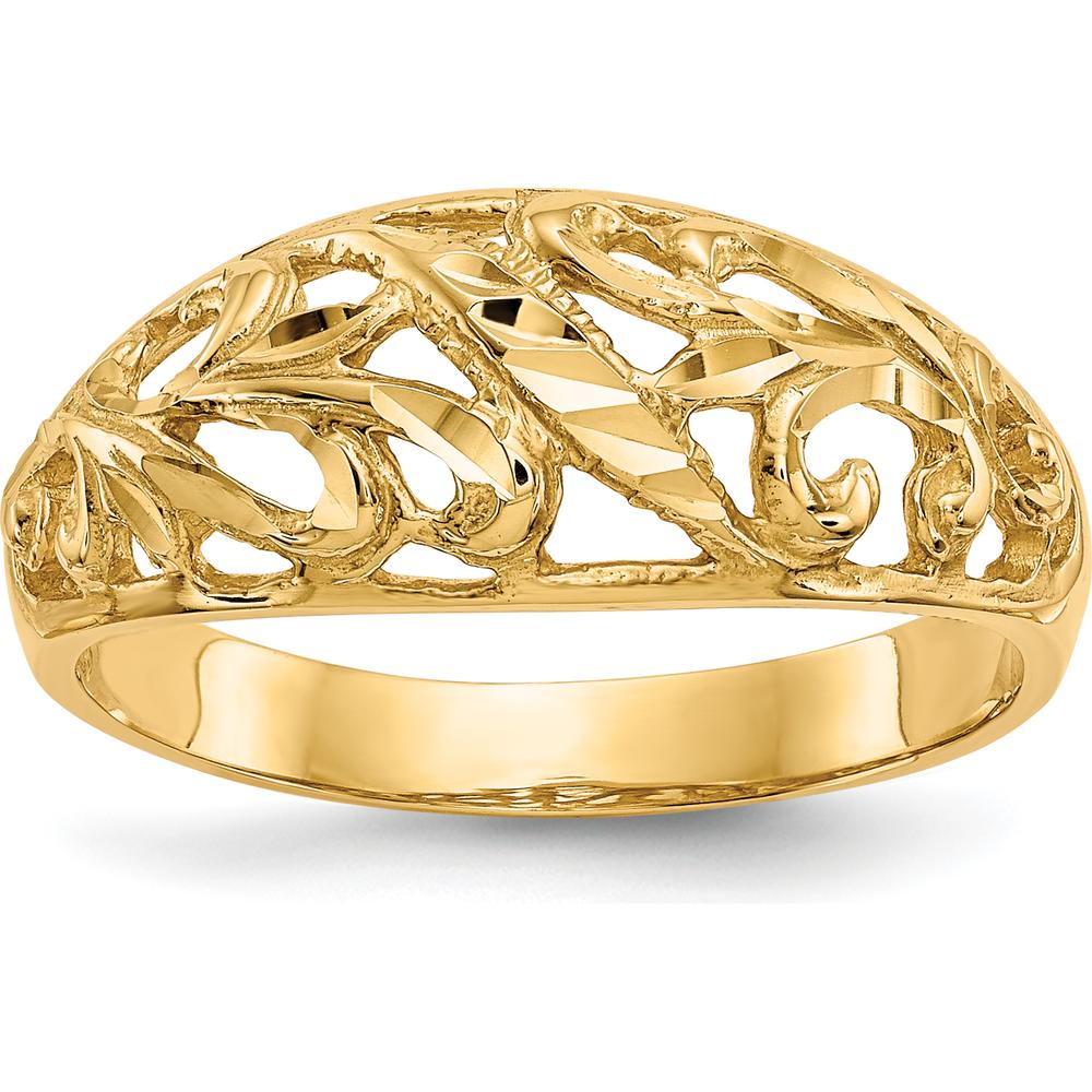 14K Yellow Gold Paisley Diamond-Cut Domed Fashion Ring by Oro Pregiato