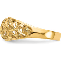 14K Yellow Gold Paisley Diamond-Cut Domed Fashion Ring by Oro Pregiato