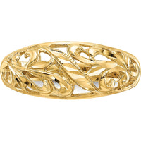 14K Yellow Gold Paisley Diamond-Cut Domed Fashion Ring by Oro Pregiato