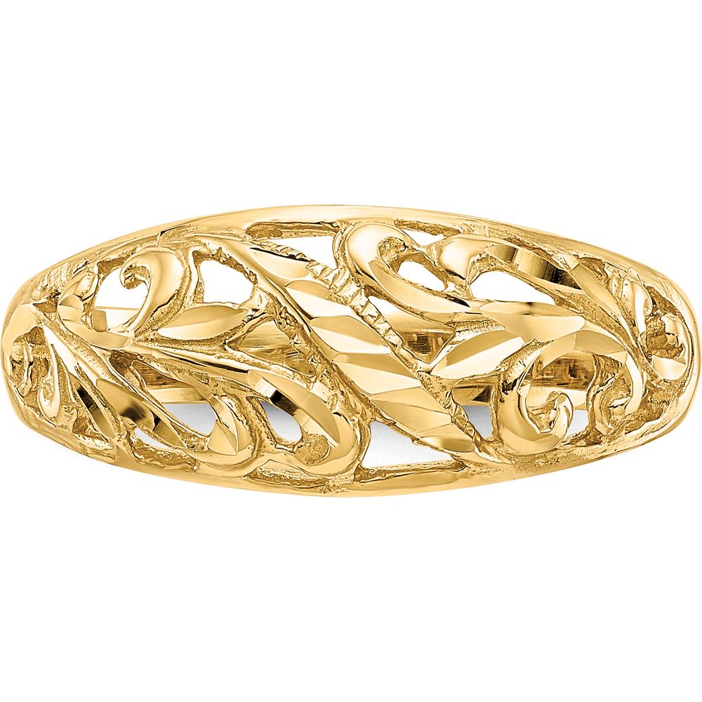 14K Yellow Gold Paisley Diamond-Cut Domed Fashion Ring by Oro Pregiato
