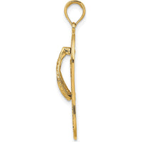 14K Yellow Gold Palm Tree Flip Flop Charm Pendant - Tropical Beach Design by Oro Pregiato