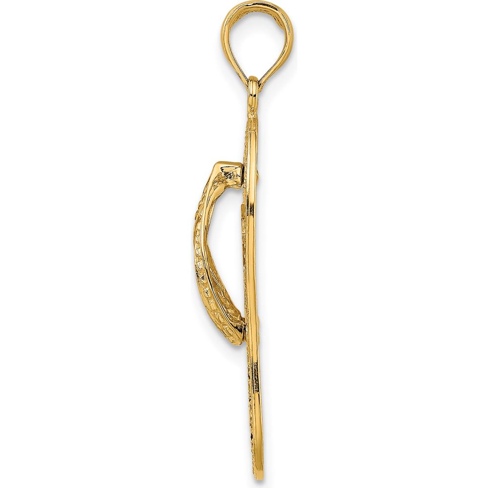 14K Yellow Gold Palm Tree Flip Flop Charm Pendant - Tropical Beach Design by Oro Pregiato