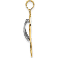 14K Yellow Gold Palm Tree Flip-Flop Charm with Rhodium Accents by Oro Pregiato