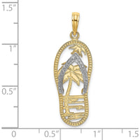 14K Yellow Gold Palm Tree Flip-Flop Charm with Rhodium Accents by Oro Pregiato