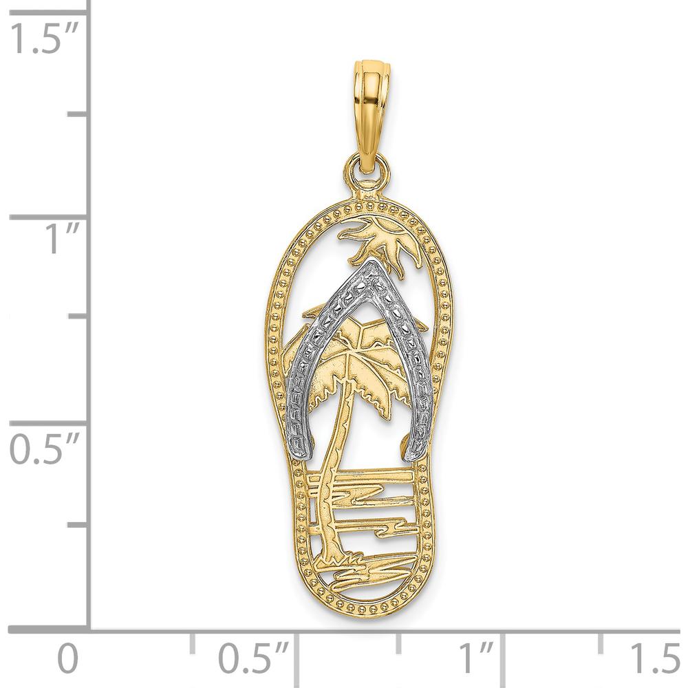 14K Yellow Gold Palm Tree Flip-Flop Charm with Rhodium Accents by Oro Pregiato