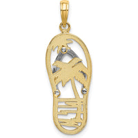 14K Yellow Gold Palm Tree Flip-Flop Charm with Rhodium Accents by Oro Pregiato