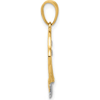 14K Yellow Gold Palm Tree Heart Pendant with Rhodium Accents - Tropical Nature-Inspired Charm by Oro Pregiato