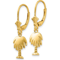 14K Yellow Gold Palm Tree Leverback Drop Earrings - Polished Finish by Oro Pregiato