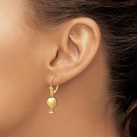 14K Yellow Gold Palm Tree Leverback Drop Earrings - Polished Finish by Oro Pregiato