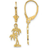 14K Yellow Gold Palm Tree Leverback Drop Earrings by 0