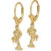 14K Yellow Gold Palm Tree Leverback Drop Earrings by 0