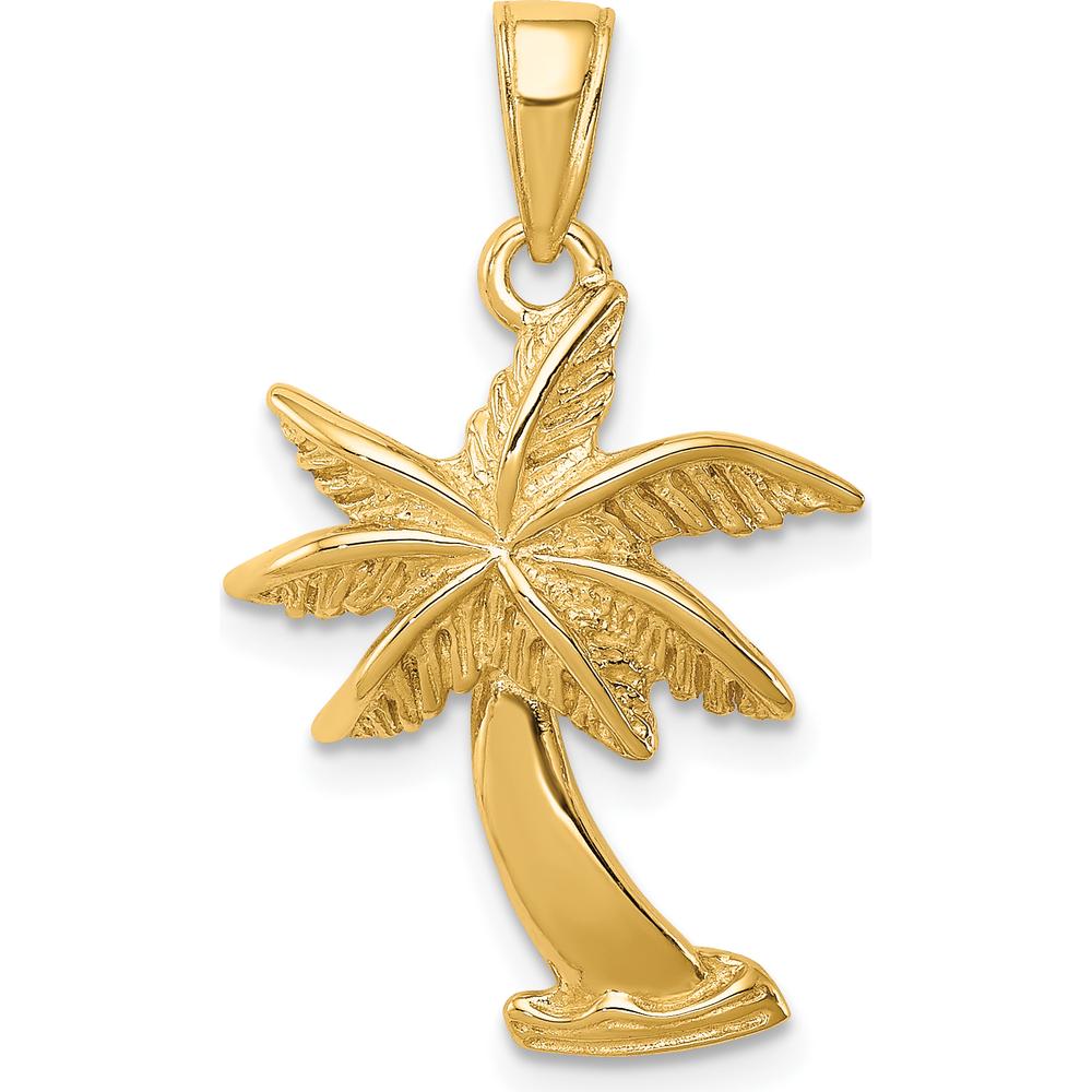 14K Yellow Gold Palm Tree Pendant - 26.5mm x 17mm by Oro Pregiato