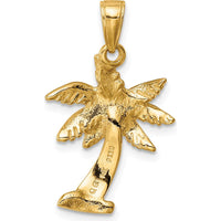 14K Yellow Gold Palm Tree Pendant - 26.5mm x 17mm by Oro Pregiato