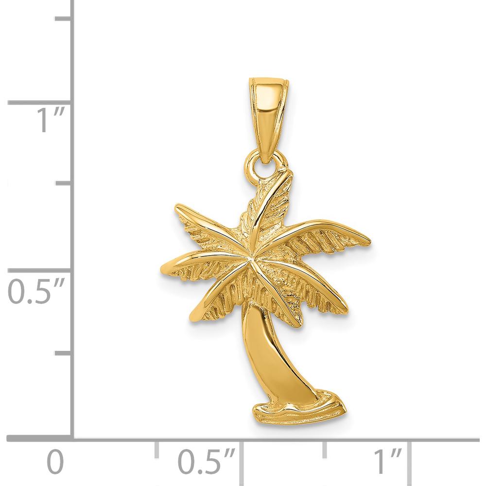 14K Yellow Gold Palm Tree Pendant - 26.5mm x 17mm by Oro Pregiato