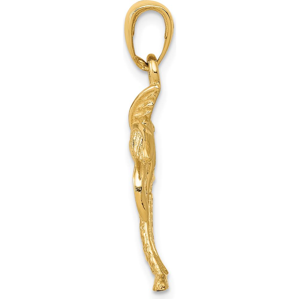 14K Yellow Gold Palm Tree Pendant - Solid Casted Design, 28mm Length, Tropical Vacation Charm by Oro Pregiato