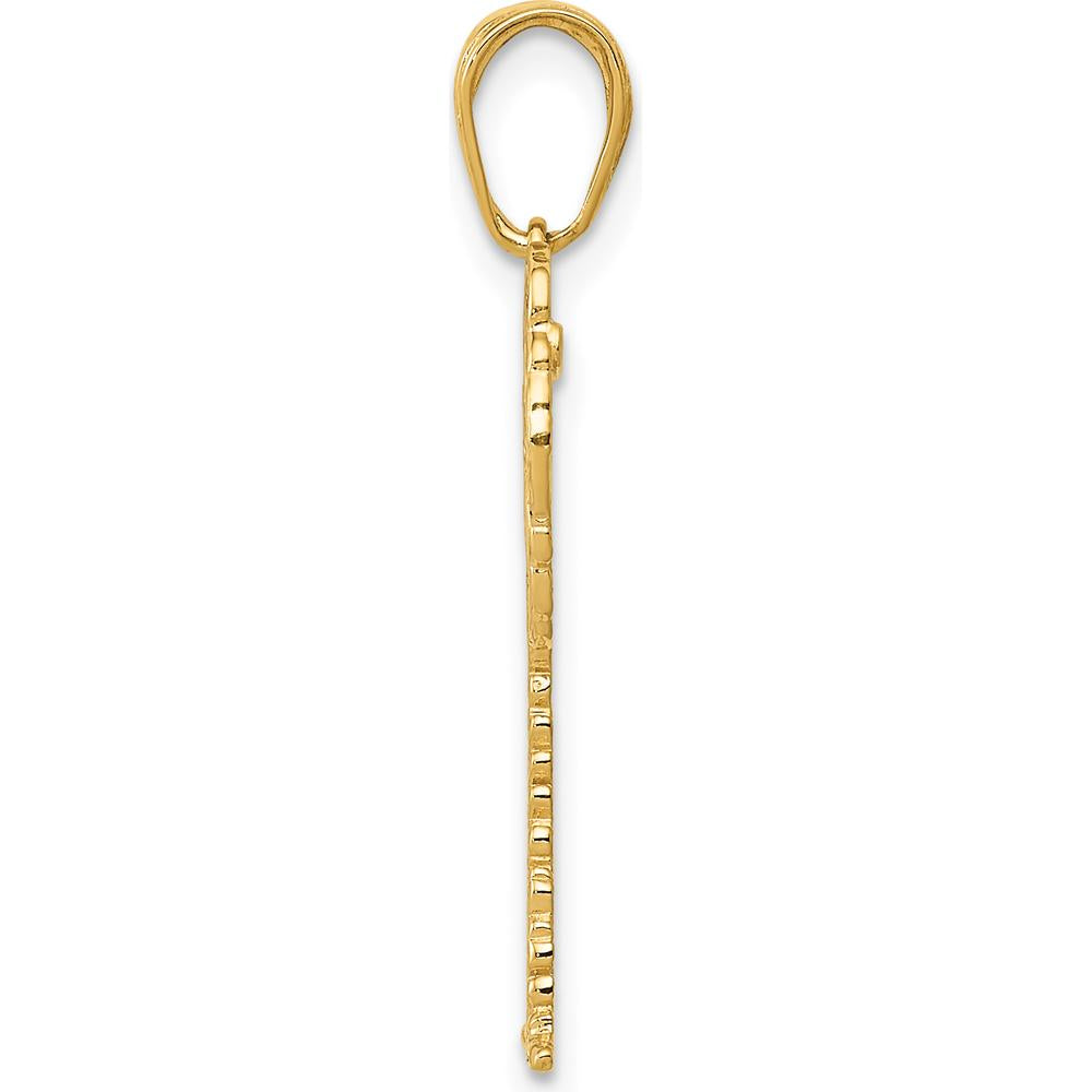 14K Yellow Gold Palm Tree Pendant - Solid Casted Tropical Charm by Oro Pregiato