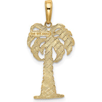 14K Yellow Gold Palm Tree Pendant - Solid Casted Tropical Charm by Oro Pregiato