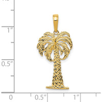 14K Yellow Gold Palm Tree Pendant - Solid Casted Tropical Charm by Oro Pregiato