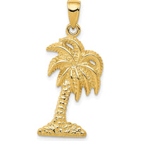 14K Yellow Gold Palm Tree Pendant - Tropical Inspired Design by Oro Pregiato