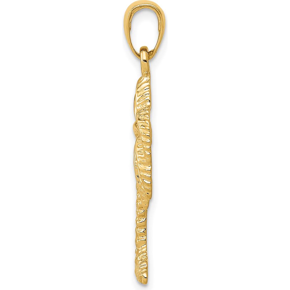 14K Yellow Gold Palm Tree Pendant - Tropical Inspired Design by Oro Pregiato
