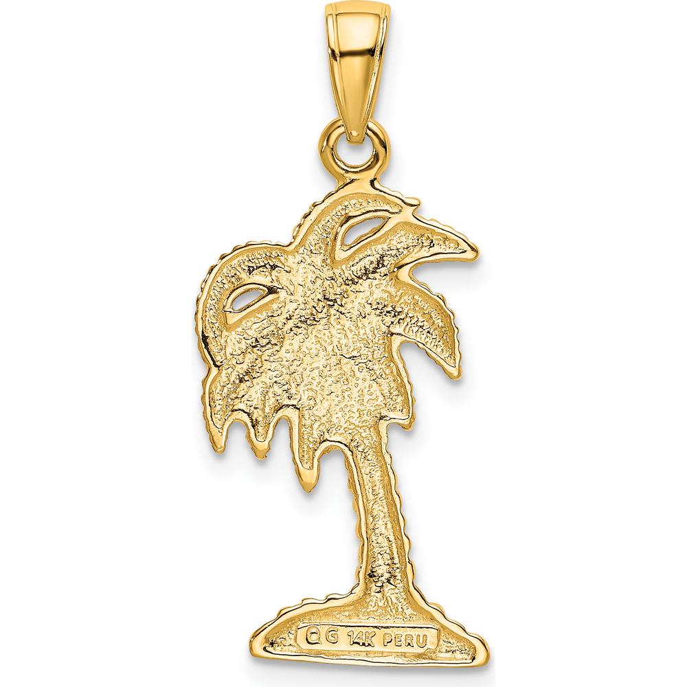 14K Yellow Gold Palm Tree Pendant - Tropical Inspired Design by Oro Pregiato