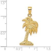 14K Yellow Gold Palm Tree Pendant - Tropical Inspired Design by Oro Pregiato