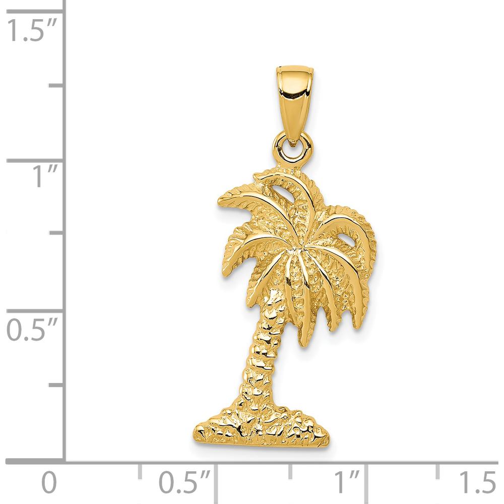 14K Yellow Gold Palm Tree Pendant - Tropical Inspired Design by Oro Pregiato