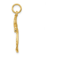 14K Yellow Gold Palm Tree Pendant with Polished and Textured Finish - 27.5mm Length