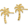 14K Yellow Gold Palm Tree Post Earrings - Polished Finish with Rhodium Plating by 0
