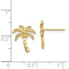 14K Yellow Gold Palm Tree Post Earrings - Polished Finish with Rhodium Plating by 0