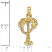 14K Yellow Gold Palm Tree with Coconuts Pendant - Tropical Charm by Oro Pregiato