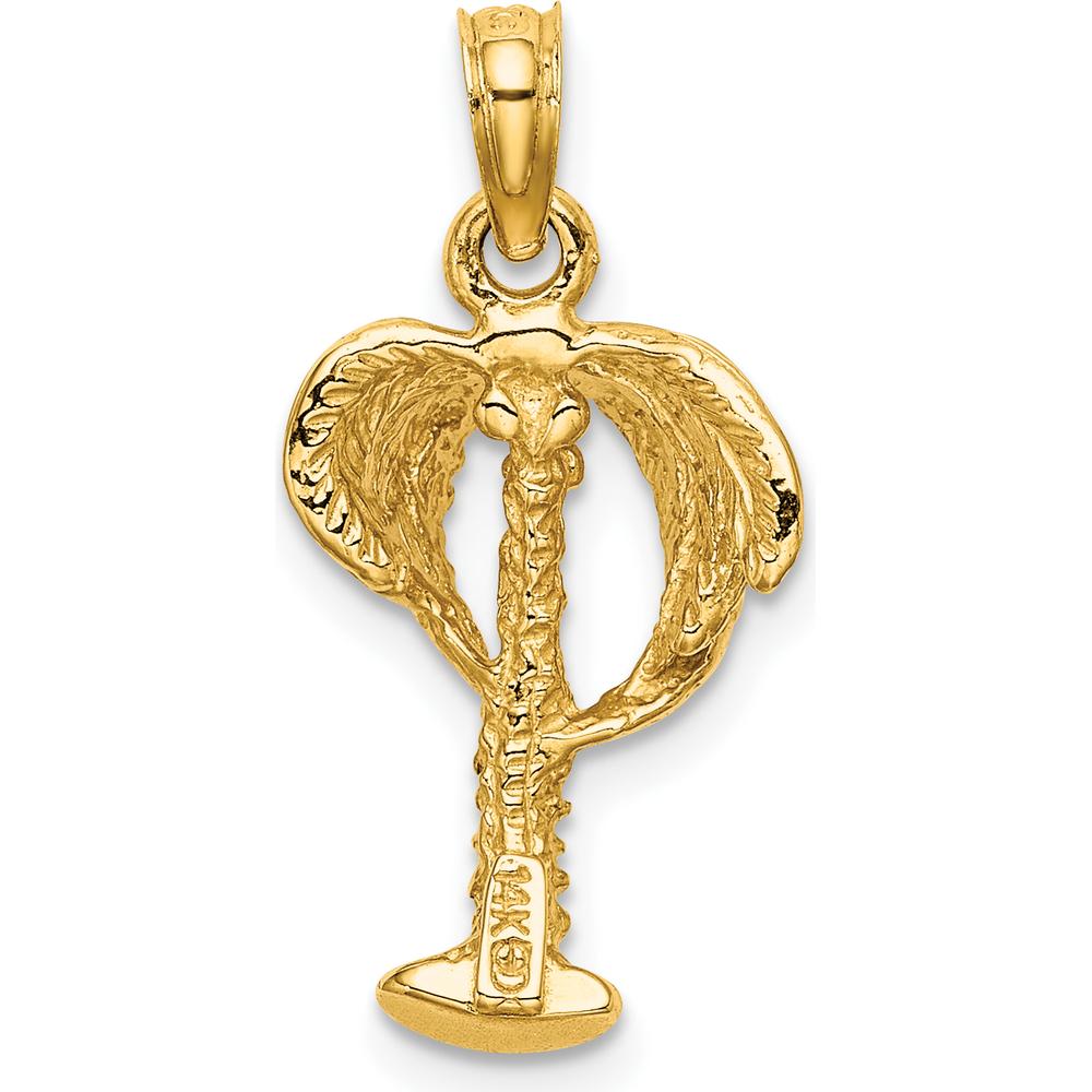 14K Yellow Gold Palm Tree with Coconuts Pendant - Tropical Charm by Oro Pregiato