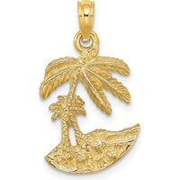 14K Yellow Gold Palm Trees on Island Pendant Charm by Oro Pregiato