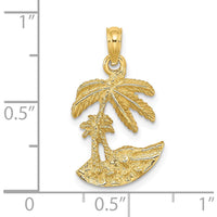 14K Yellow Gold Palm Trees on Island Pendant Charm by Oro Pregiato