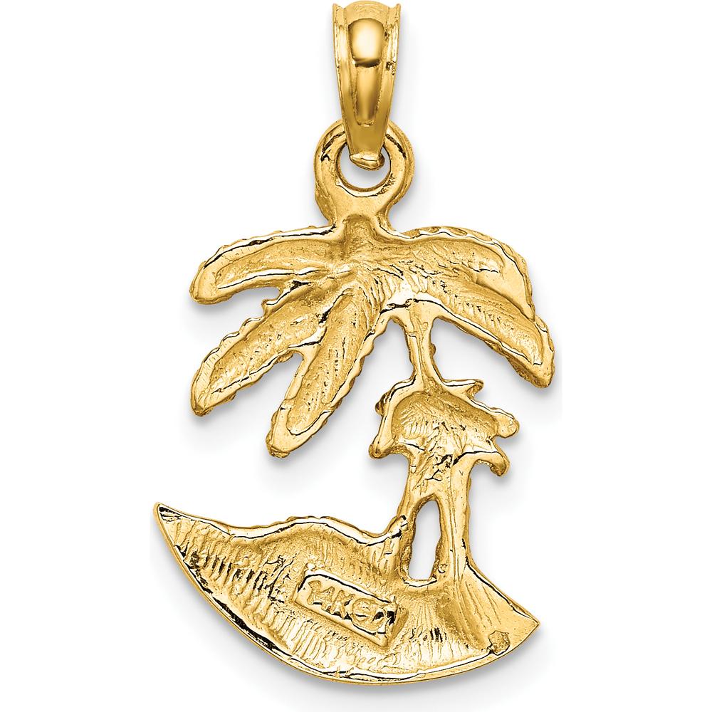 14K Yellow Gold Palm Trees on Island Pendant Charm by Oro Pregiato