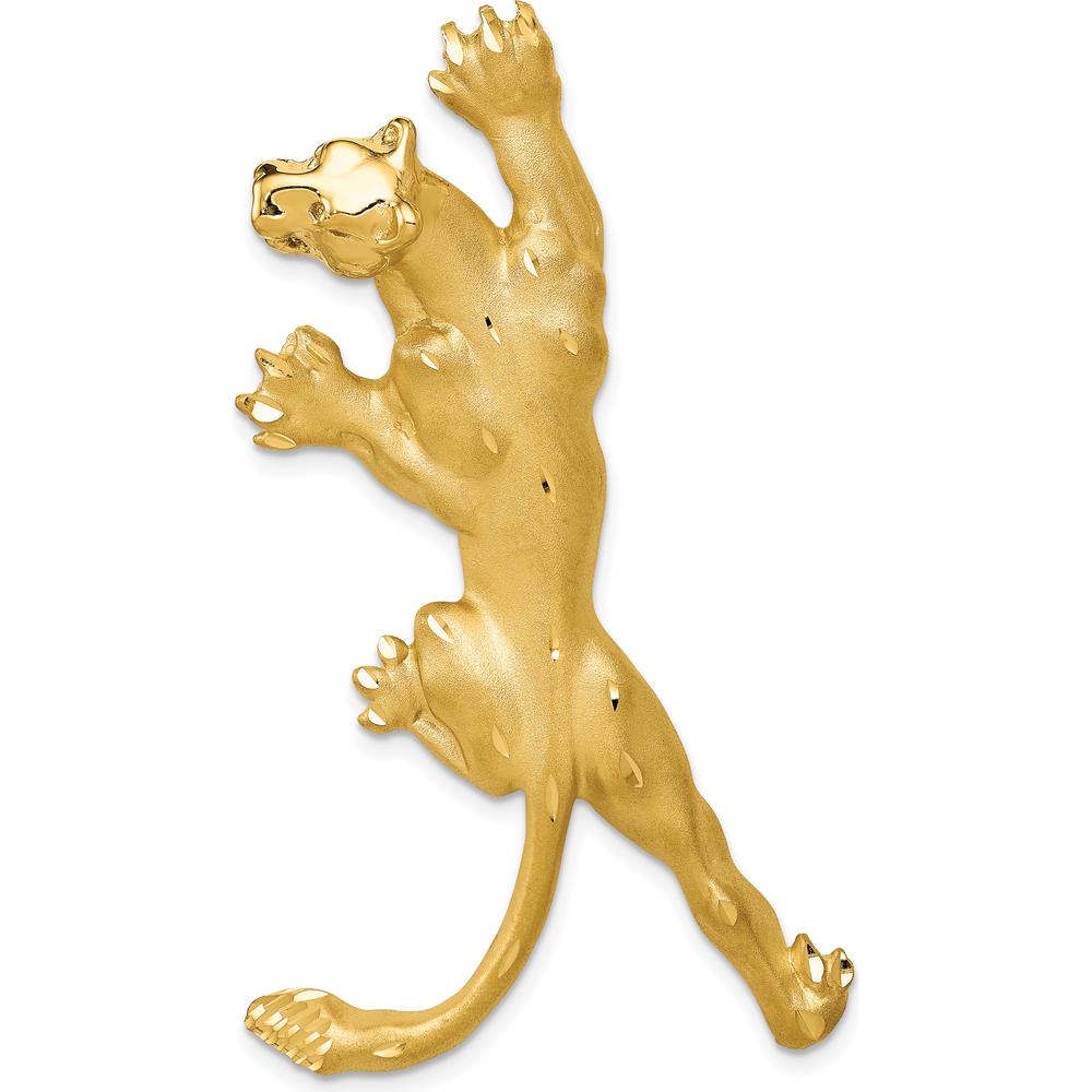 14K Yellow Gold Panther Pendant with Satin and Polished Finish - Fits 2mm & 4mm Omega Chains by Oro Pregiato