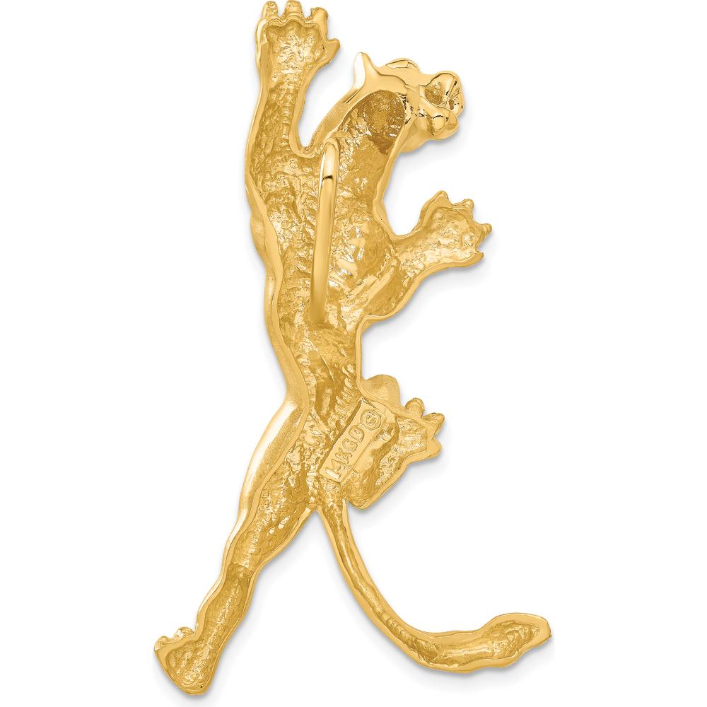 14K Yellow Gold Panther Pendant with Satin and Polished Finish - Fits 2mm & 4mm Omega Chains by Oro Pregiato