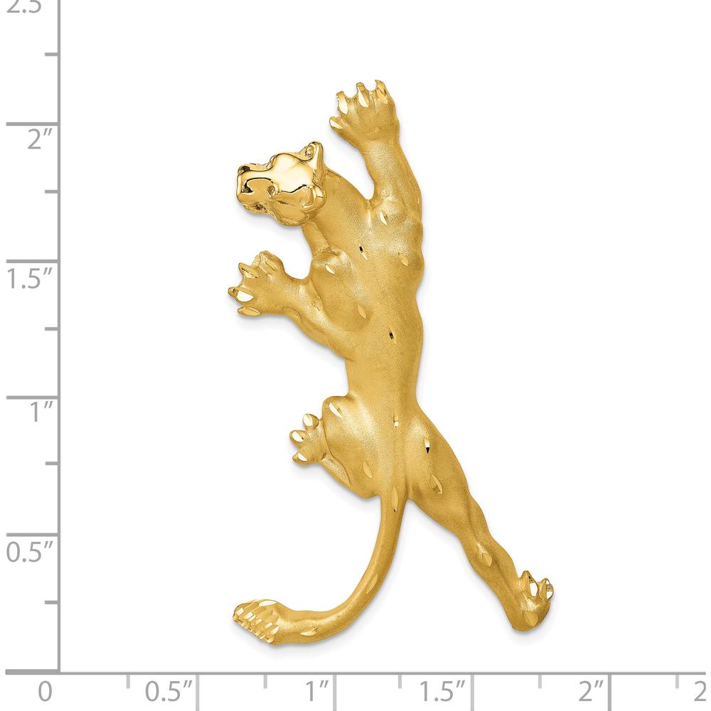 14K Yellow Gold Panther Pendant with Satin and Polished Finish - Fits 2mm & 4mm Omega Chains by Oro Pregiato