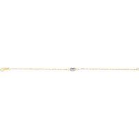 14K Yellow Gold Paperclip Bracelet with 6x4mm Baguette White Topaz Center - 7" by Orozza Fine Jewelry