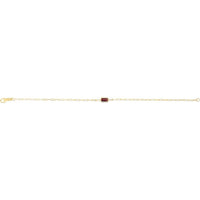 14K Yellow Gold Paperclip Chain Bracelet - 7" with Baguette Garnet - 6x4mm Garnet Center Element by Orozza Fine Jewelry