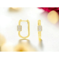 14K Yellow Gold Paperclip Huggie Earrings with Pave Set Round Diamonds - 0.53 Carat Total Diamond Weight - Royal Jewelry