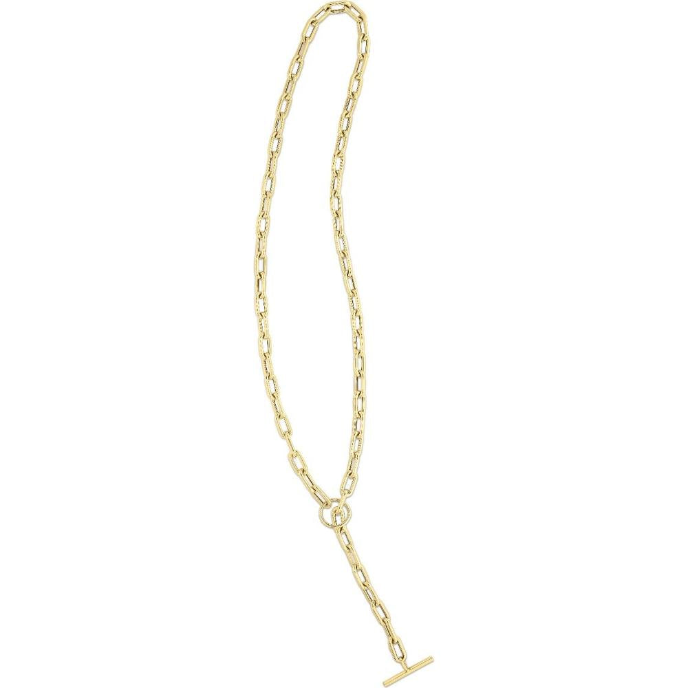 14K Yellow Gold Paperclip Toggle Link Chain Necklace - 18.5" Length by Orozza Fine Jewelry